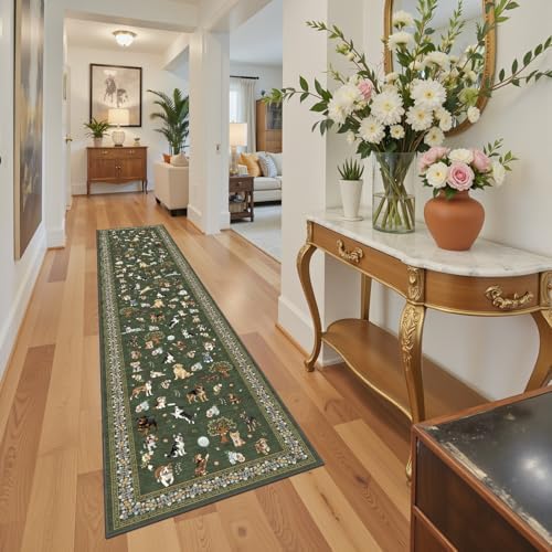 Dark Green Hallway Runner Rug 2x10 for Kitchen Bathroom - Image 5