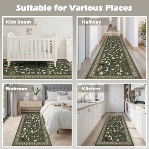 Dark Green Hallway Runner Rug 2x4 for Bedroom Kitchen - Image 5