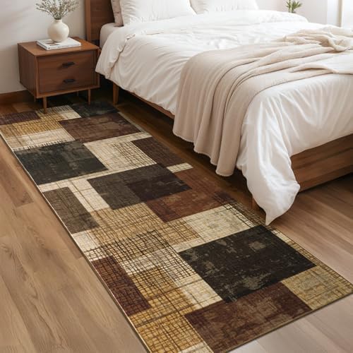 Washable 2x8 Runner Rug for Hallway Kitchen Bedroom, Red-Brown - Image 4
