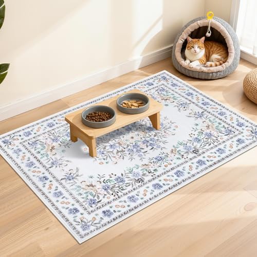 GarveeHome 3x5 Floral Rug for Nursery Vintage Flower Leaf Bordered Carpet - Image 3