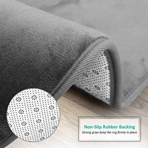 Clara Clark Bathroom Rugs, Velvet Memory Foam Bath Mat, Non-Slip, Machine Washable Bath Rugs - Dries Quickly, Ultra Soft Plush Bath Mats for Bathroom, 20 x 24, Grey - Image 4