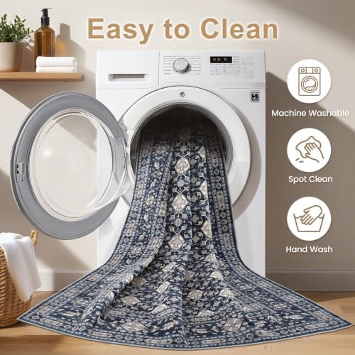 EIEIHOUSE Washable 10x14 Area Rugs for Living Room Navy Blue - Image 4