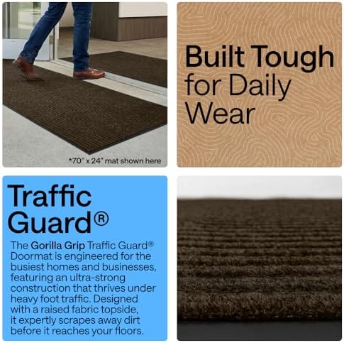 GORILLA GRIP Traffic Guard Indoor Outdoor Heavy Duty Door Mat, 59x24 Brown - Image 3