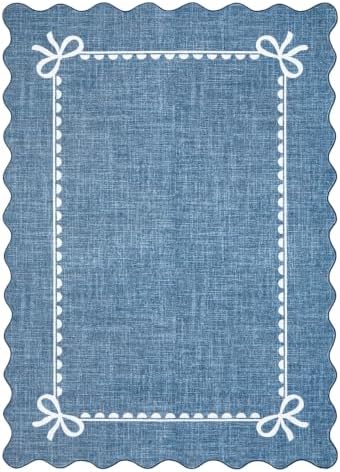 GarveeHome Scalloped Bow Rug 4x6 Washable Rugs for Living Room, Dark Blue - Image 4