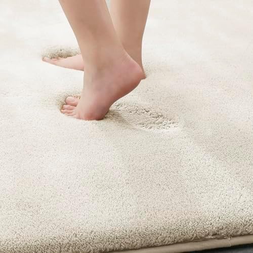MINIDEAR Bathroom Rugs 24x17 Beige - Thick Memory Foam Bath Mat, Ultra Soft & Plush Fluffy, Non-Slip, Quick Dry, Absorbent Washable Floor Microfiber Mat for Tub, Home Decor Accessories - Image 5