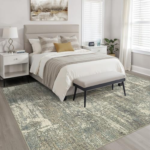 LOONGRUG 10x12 Area Rug Washable Neutral Modern Living Room Rug Green Brown - Image 4