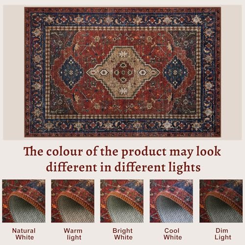 Tangsoo Red 2.6x10 Washable Hallway Runner Rug, Boho Non Slip Runner Rug - Image 2