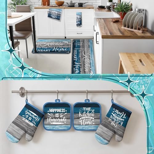 Fourluoo 10 Pcs Rustic Blue Kitchen Decor Set - Image 4