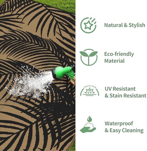 GENIMO Outdoor Rug, Waterproof Plastic Rugs for Patio, 6'x9' Ebony Brown - Image 6