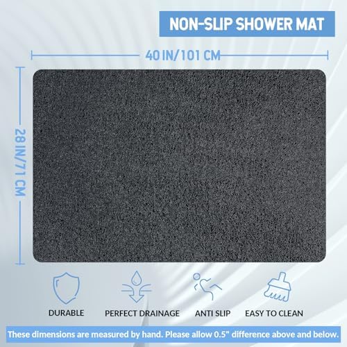 Hargiis Non-Slip Bathtub Mat, Anti Slip Shower Mat, Fast Drying Bathtub Mats, Foot Scrubber Mat, Anti Slip Mat for Tub, Floor, Bathroom, Kitchen, Home, Hotel (Black 40"×28") - Image 2