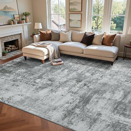 5x7 Ft Abstract Washable Area Rugs for Living Room Grey - Image 3