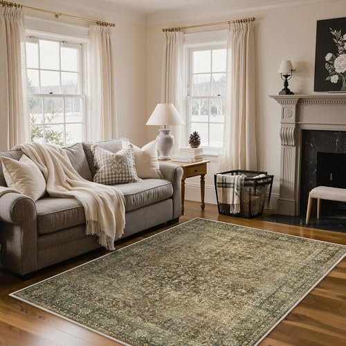 Bavni 2x7 Kitchen Runner Rug, Washable Non Slip, Brown Olive - Image 4