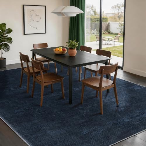 5x7 Washable Area Rug, Navy Blue Solid Area Rugs for Living Room & Bedroom - Image 3