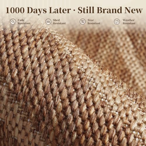 PADOOR-Outdoor Rug-Patio Rug 9x12 ft Polypropylene Indoor Outdoor Rugs Outdoor Carpet for Patio Deck Balcony Porch, Textured Weave, Durable for High Traffic, Fade-Resistant, Modern Neutral Brown - Image 2