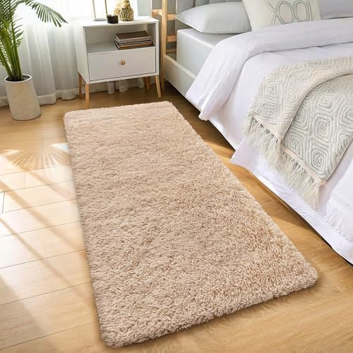 OLANLY 2x10 Machine Washable Runner Rugs for Hallway, Soft Fluffy Shaggy Bedside Rugs for Bedroom, Living Room, Indoor Floor Carpet for Kids Girls and Boys, Nursery Rooms, Home Decor Aesthetic, Beige - Image 5
