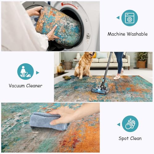 Lahome Modern Abstract 10x14 Area Rug for Living Room, Bedroom, Dining Room - Multicolor, Machine Made, Low Pile, Non Slip, Washable - Image 4