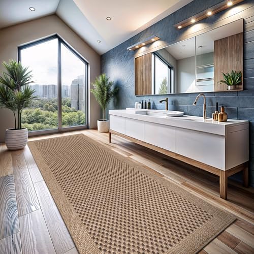 CAMILSON Indoor and Outdoor Runner Rug Natural Sisal Boho Woven Design Easy-Cleaning Non Shedding Fiber Living Room Bedroom Garden Patio and Kitchen Washable Outside Carpet Alfombras (2x7) - Image 5