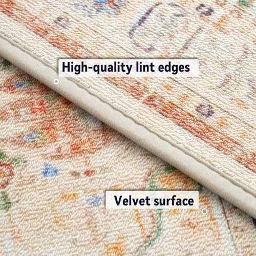AREDO Runner Rug with Non Slip Rubber Backing 2' * 6', Washable Soft Floor Carpet for Kitchen, Hallway, Entryway Indoor, Bedroom, Laundry, Low Pile Area Rugs, Geometric Floral, Yellow Pattern - Image 3