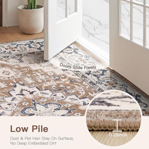 Lofus 4x6 Area Rugs for Living Room Bedroom, Soft Boho Carpet Floral Brown - Image 6