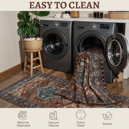 Tangsoo Vintage 2.6x10 Washable Hallway Runner Rug, Non Slip Runner Rug - Image 3