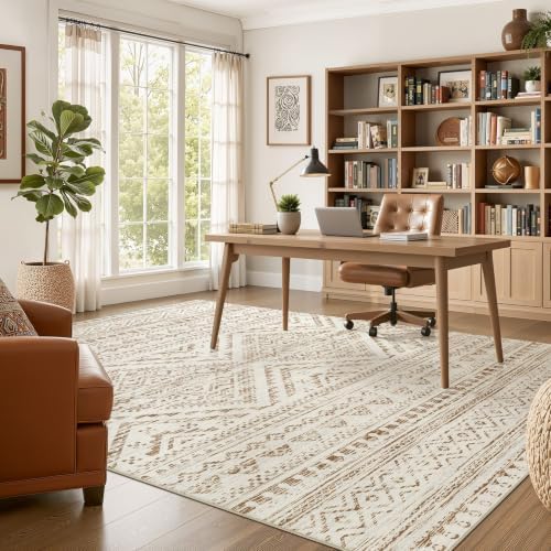 Nakagishi Boho 8x10 Area Rug Living Room Rugs Machine Washable Brown/Beige - Image 5