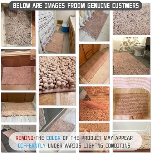 Yimobra Large Bathroom Rugs Non Slip Washable 36x24 Inch - Ultra Soft Absorbent Chenille Bath Mat, Quick Dry Shaggy Floor Carpet for Tub Shower, Pinkish Beige Home Decor Accessories - Image 2