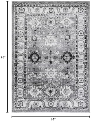 SAFAVIEH Vintage Hamadan Area Rug 5'3"x7'6", Grey & Black VTH214K - Image 2