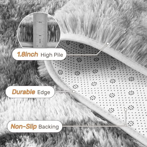 5x7 Ft Area Rugs for Living Room, Grey and White Plush Fluffy Shaggy Bedroom Rugs Non-Slip, Ultra Soft Carpet for Nursery Kids PlayRoom Dorm Office Indoor - Image 4
