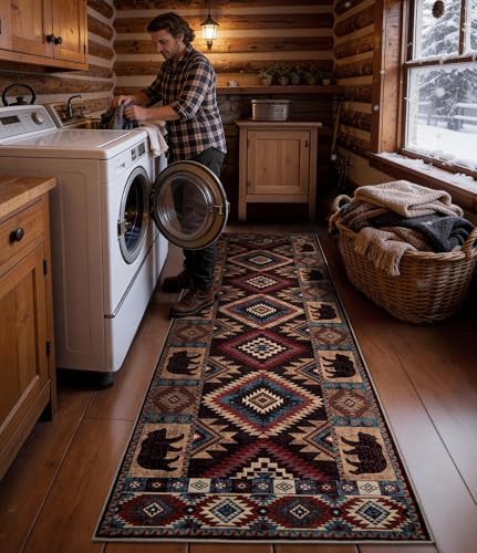 YIHOUSE Washable Western Cabin Runner Rug 2'8''x8 Hallway - Image 4