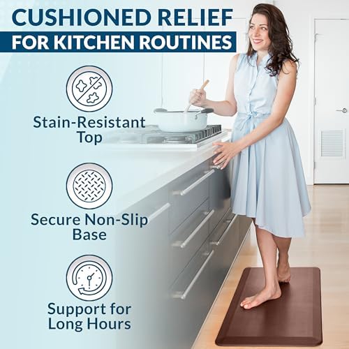 ComfiLife Anti Fatigue Floor Mat – 3/4 Inch Thick Kitchen Mats for Floor, Standing Desk Mat, Kitchen Rug – Comfort at Home, Office – Durable – Stain Resistant – Non-Slip Bottom (20" x 32", Brown) - Image 6