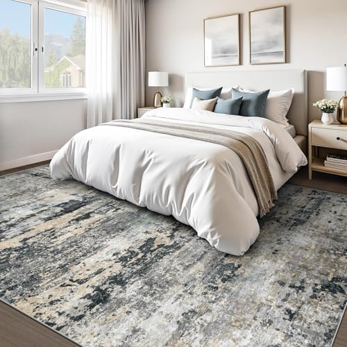 pmtsns Area Rugs 9x12 for Living Room: Washable Rug Modern Abstract Neutral Soft Non-Slip Low-Pile Indoor Large Carpet for Bedroom Dining Room Playroom Home Office (Black Grey Brown, 9'x12') - Image 6