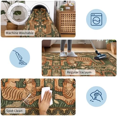 GarveeHome 3x5 Tiger Washable Rug Entryway Boho Bedroom Non Slip Vintage - Image 6