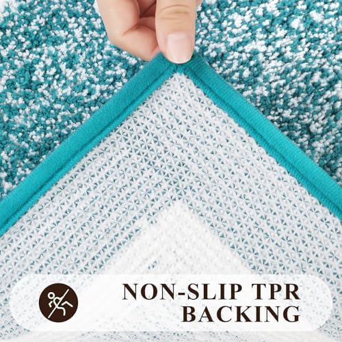 Pauwer Bathroom Rug Sets 3 Piece, Non Slip Washable Bath Mat, Aqua Blue - Image 5