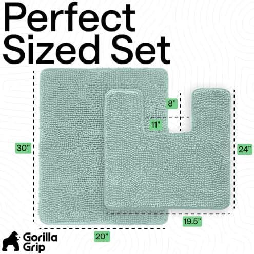 GORILLA GRIP Bathroom Area Rug Sets 2 Piece, Soft Chenille, 30x20 Seablue - Image 2