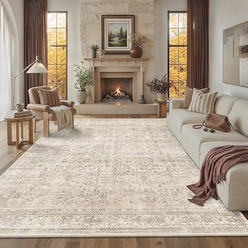 Schweek 8x10 Neutral Beige Area Rugs Washable Non Slip Rugs for Living Room by Schweek