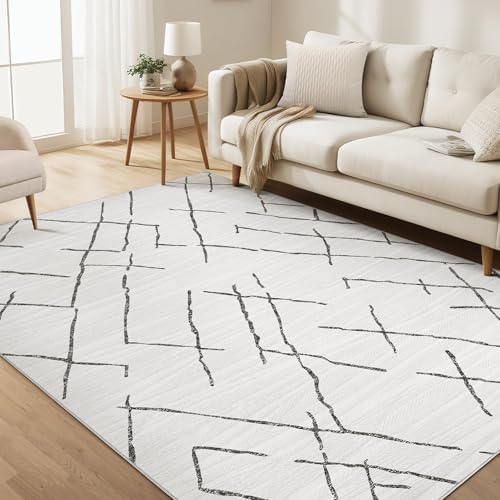 kakania Washable 7x9 Area Rug for Living Room: Boho Geometry Home Decor by kakania