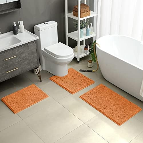 HOMEIDEAS Bathroom Rugs Set of 3, Super Soft Absorbent Chenille Bath Rugs - Image 2