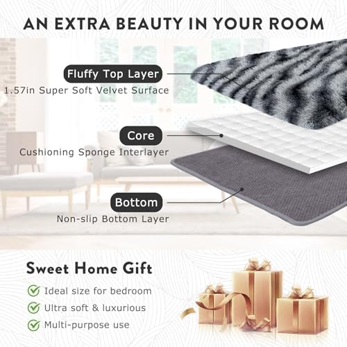 8x10 Zebra Fluffy Rug for Bedroom Living Room Washable Non-Slip - Image 6