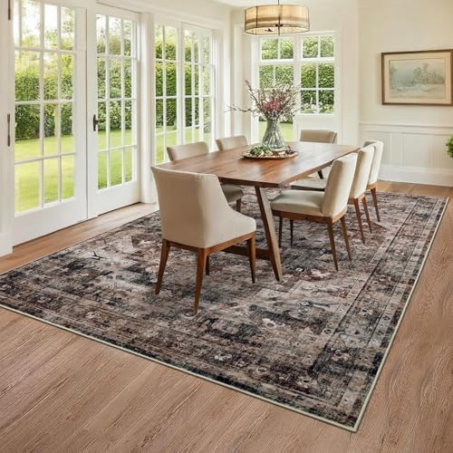 GarveeHome Vintage Area Rug 4x6 Brown Washable Rugs for Living Room - Image 2