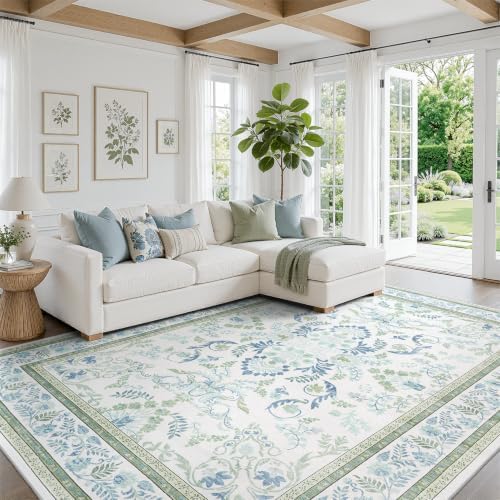 DCX Blue and Green Washable 9x12 Area Rug - Image 2