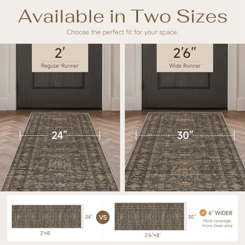 2'6x8 Dark Brown Vintage Runner Rug - Image 4
