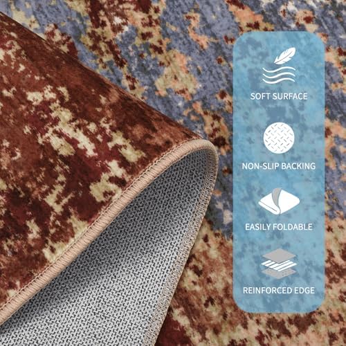 GarveeHome Machine Washable Runner Abstract Hallway Rugs 2x6 Red - Image 3