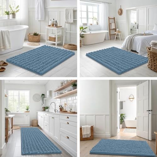 Smiry Bathroom Rugs 40X24, Extra Soft Rubber Backing Chenille Bath Mats - Image 7