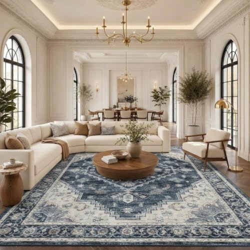 Garvee Navy Blue Boho 10x13 Area Rugs for Living Room Bedroom by Garvee