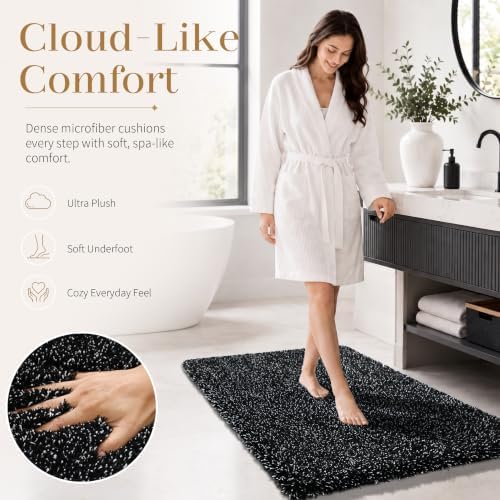 Yimobra Bathroom Runner Rug Non Slip 70x24, Long Bath Mat, Black&White - Image 2