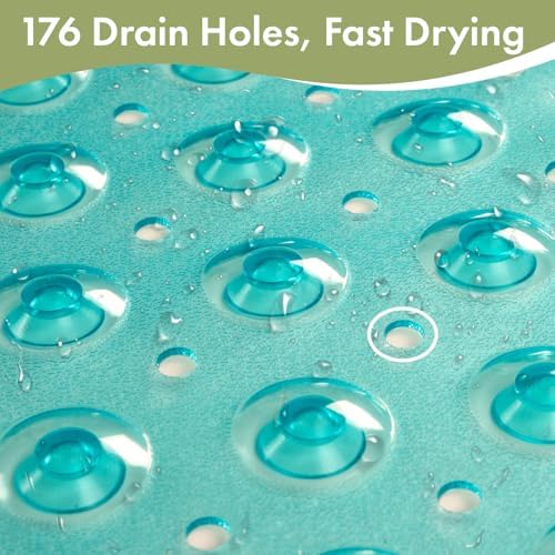 AmazerBath Shower Mat Non Slip 40 x 16 Inches, Shower Stall Mats with Suction Cups and Drain Holes, Non Slip Bath Mat for Tub for Elderly & Kids, Clear Green - Image 5