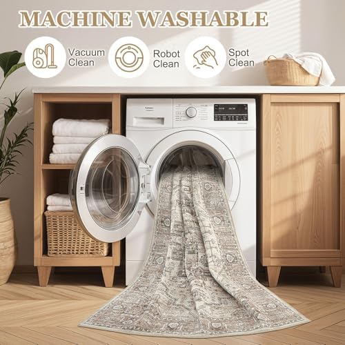 6ft Round Rug: Washable Light Brown Area Rugs for Living Room - Image 5
