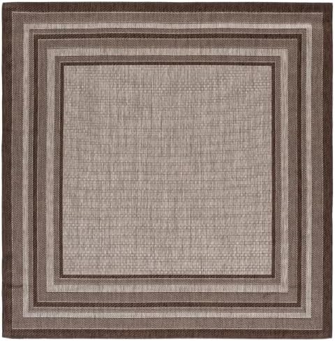 SAFAVIEH Courtyard Outdoor Square Rug 5'3", Grey & Brown CY8475-36312 by Unknown