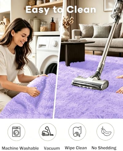 Smiry Area Rugs for Living Room Bedroom 4x5.9 ft, Fluffy Washable Carpet - Image 4