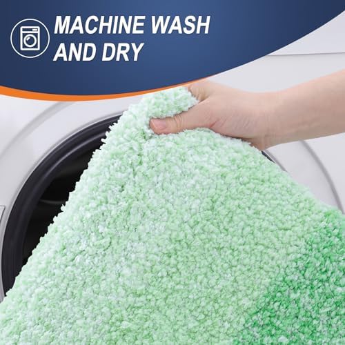 OLANLY Microfiber Bathroom Rugs Sets 3 Piece, Absorbent Bath Mats, Green - Image 5